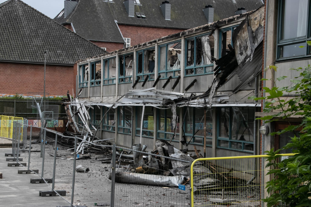 Ahlmann-Skolen efter branden © SønderborgNYT