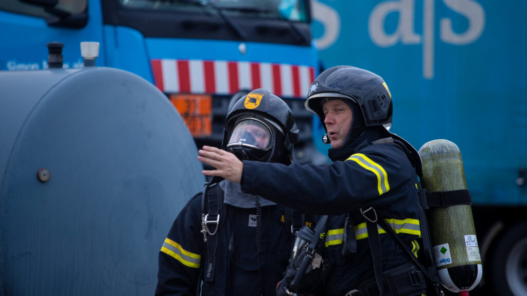 Brandøvelse. Foto: BACHs Foto